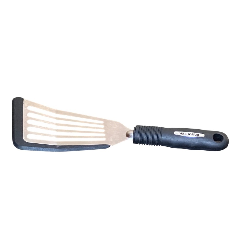 Farberware Spatula Kitchen Tool Silver Black Slotted Silicone Edge